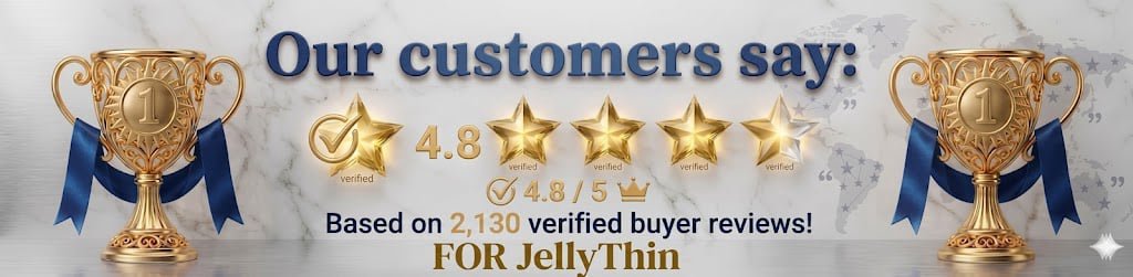 JellyThin 4.8-star rating based on verified customer reviews
