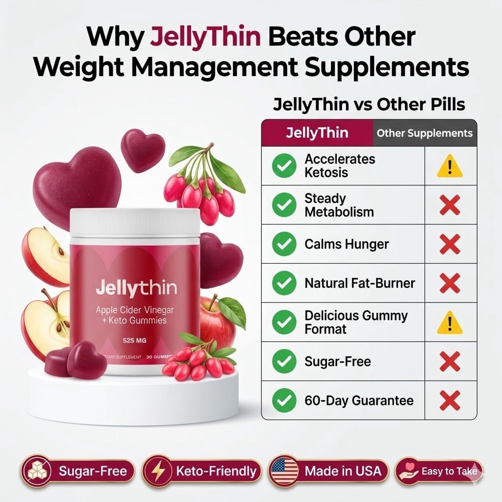 Comparison chart showing JellyThin benefits versus other weight management supplements